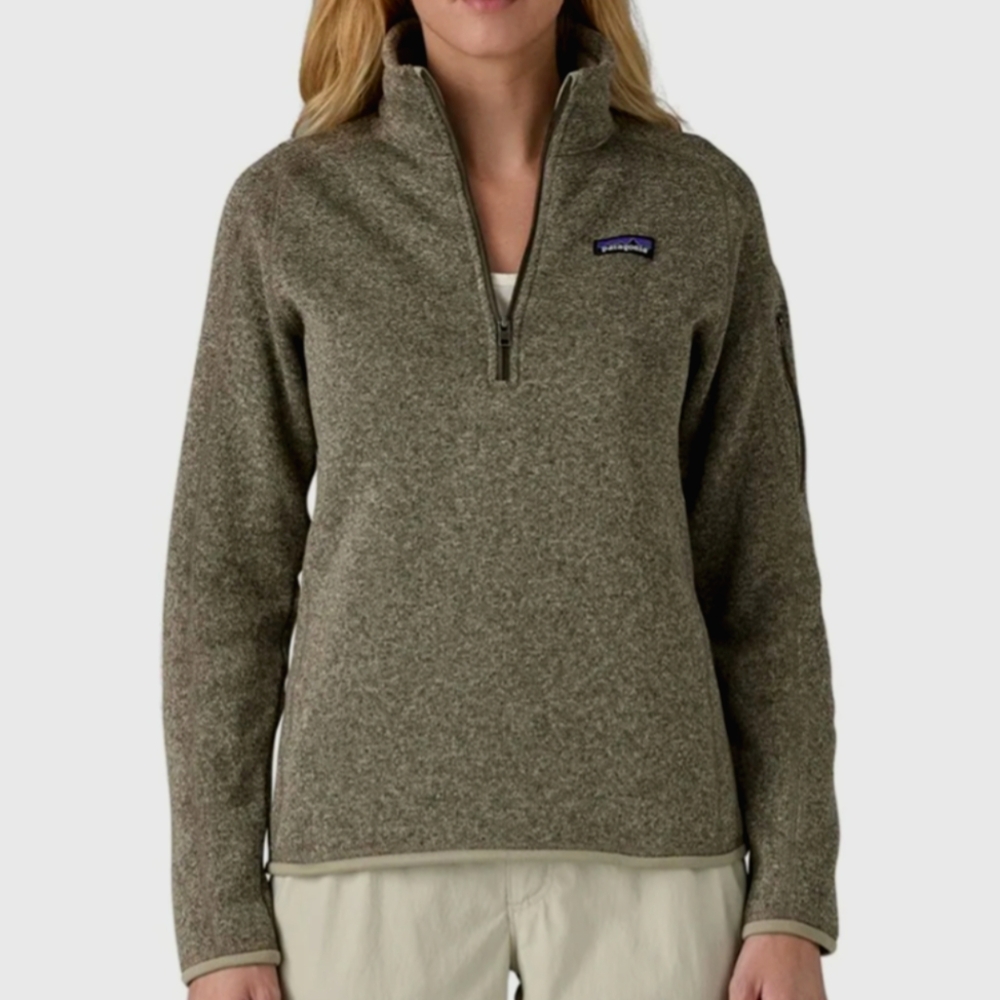 Patagonia Women's Better Sweater 1/4 Zip Fleece Long Sleeve in Olive Green